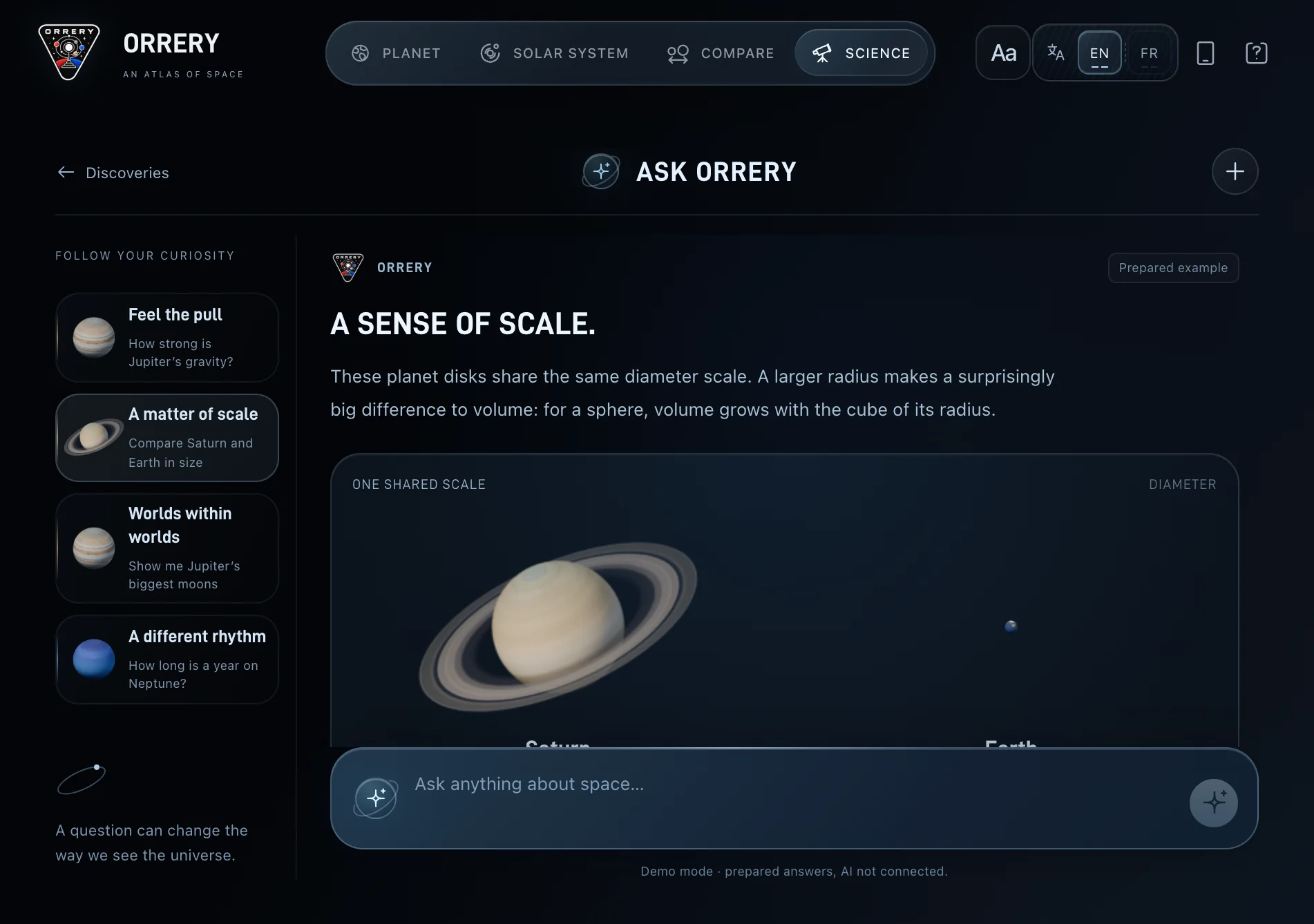 Orrery, design decision 3