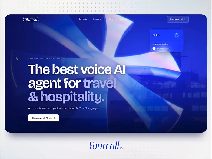 AI-powered call assistant, logo, branding and landing page